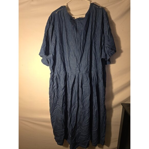 Country Wear Vintage 90s Denim Jean Dress Midi Womens Plus Size 34W 4X 5X - Picture 4 of 4
